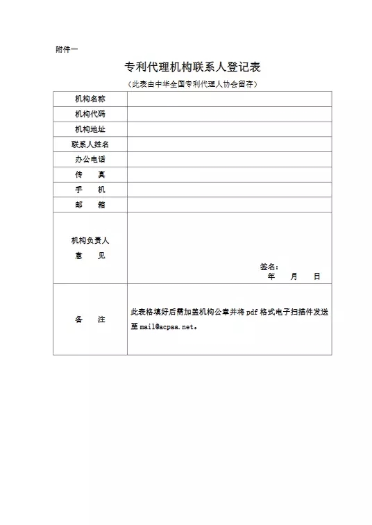 中華全國專利代理人協(xié)會：3月3日前需提交專利代理機(jī)構(gòu)聯(lián)系人信息!