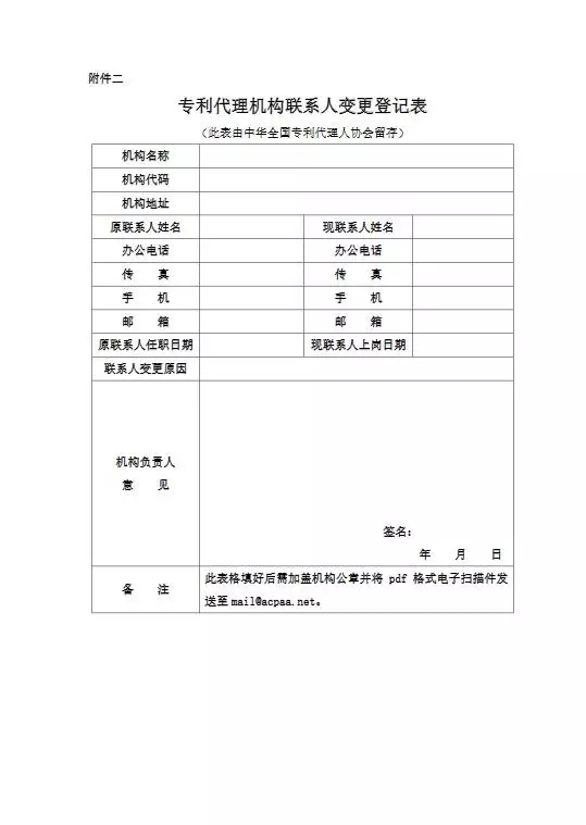 中華全國專利代理人協(xié)會：3月3日前需提交專利代理機(jī)構(gòu)聯(lián)系人信息!