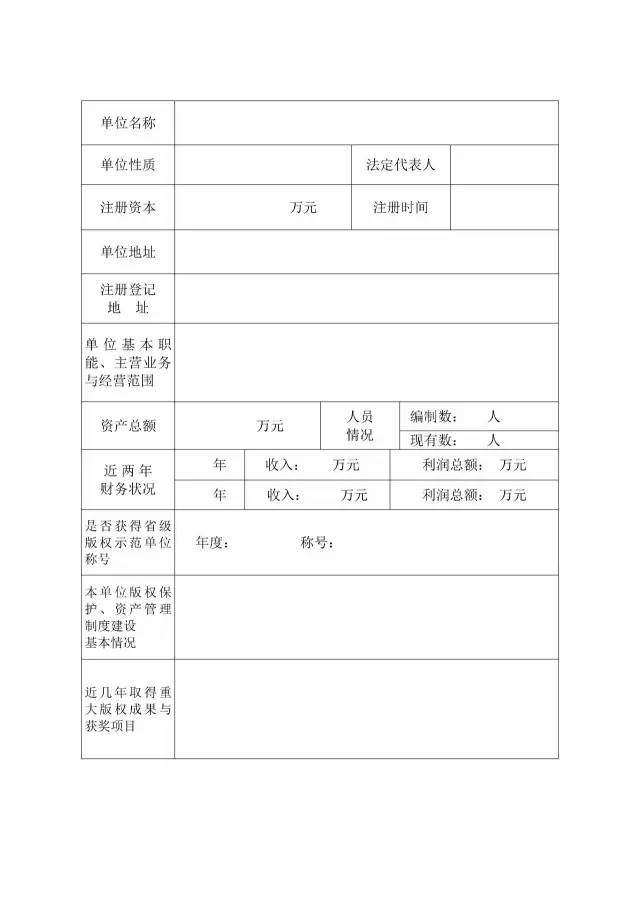 國家版權(quán)局：統(tǒng)一啟用全國版權(quán)示范城市、示范單位等申報表通知（附申請表）