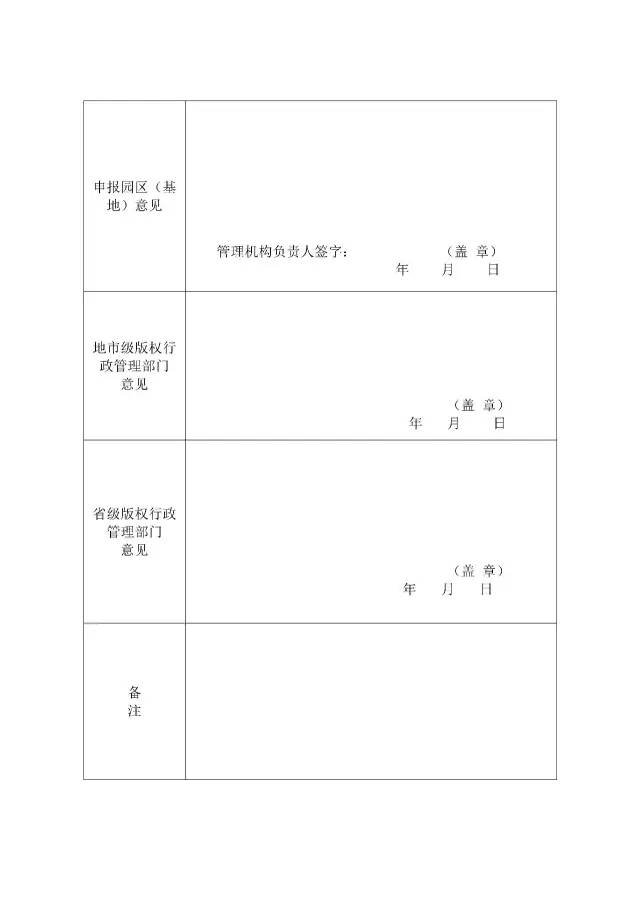 國家版權(quán)局：統(tǒng)一啟用全國版權(quán)示范城市、示范單位等申報表通知（附申請表）