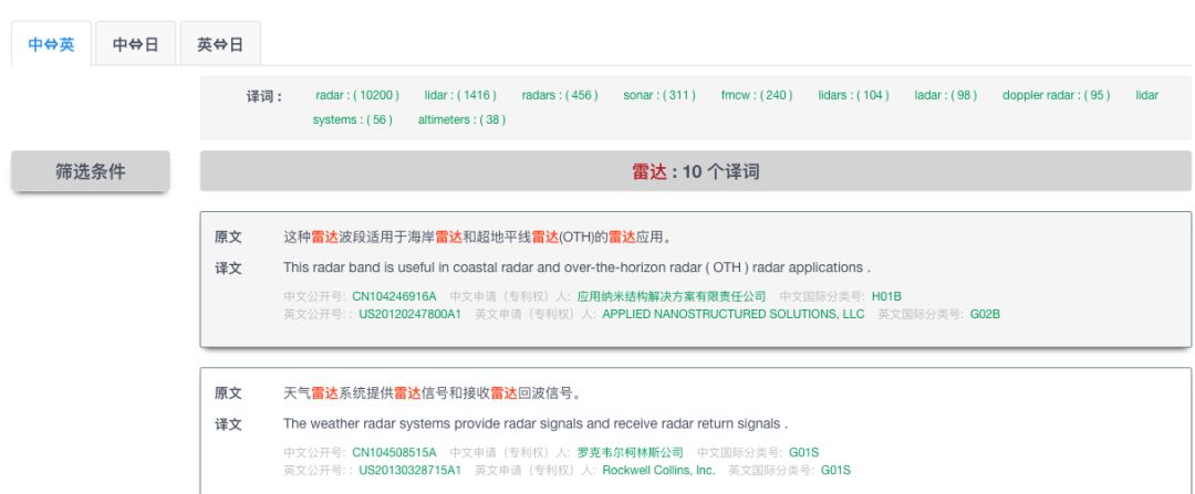 一款集「專利機器翻譯和專利詞典」的綜合服務平臺“AIpatent”