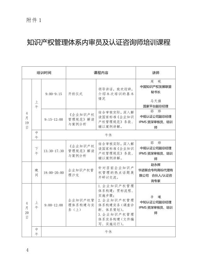 “2019年知識產(chǎn)權管理體系內(nèi)審員及認證咨詢師培訓”通知