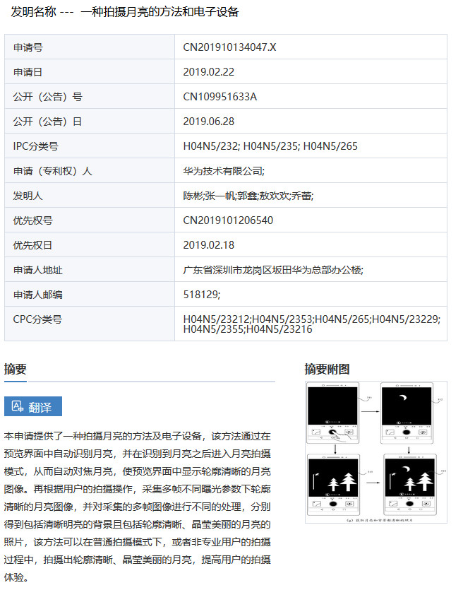 華為“拍月亮”已申請專利！一種拍攝月亮的方法和電子設備（附原理介紹）