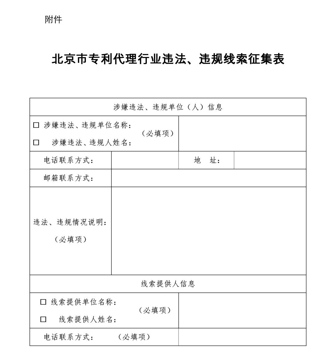 零容忍！歡迎舉報：無資質(zhì)專利代理、“掛證”、以不正當(dāng)手段招攬業(yè)務(wù)等違法、違規(guī)行為