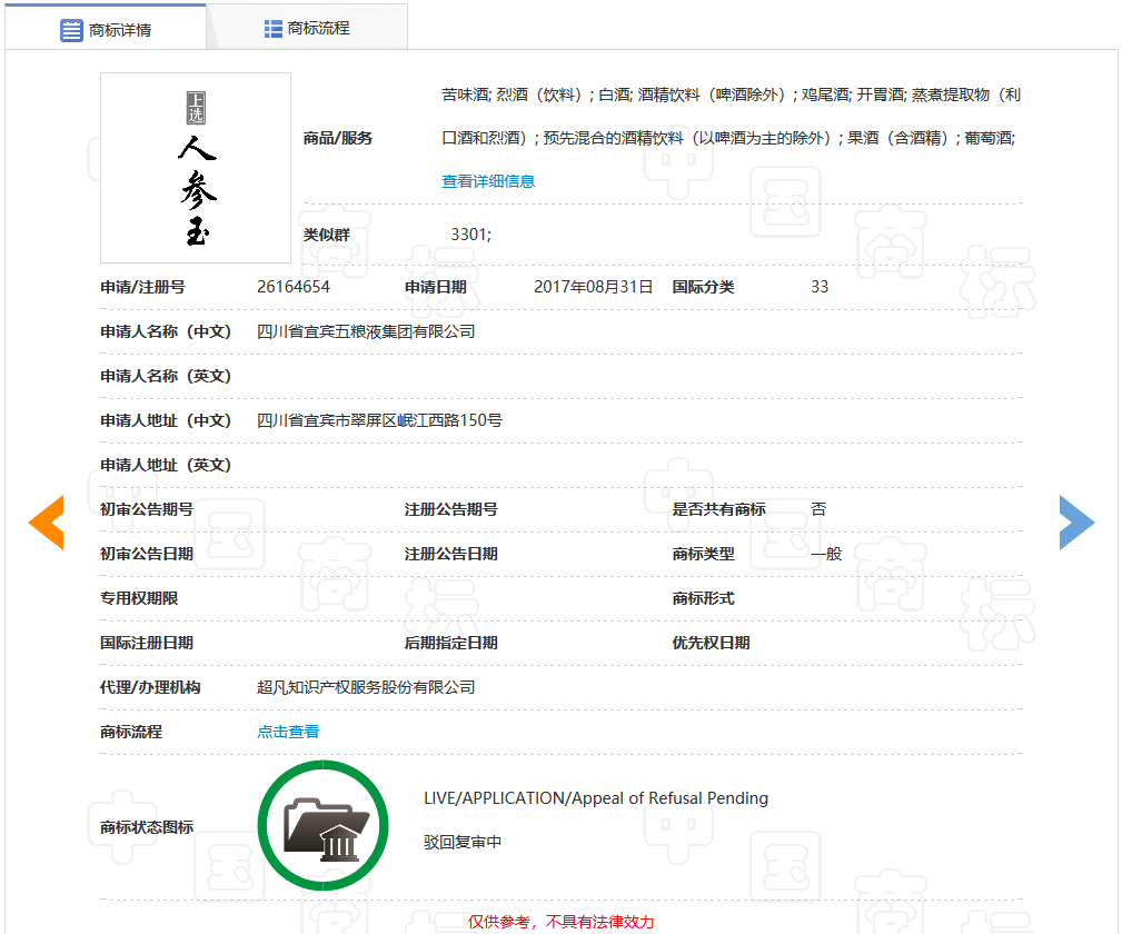 五糧液一審訴訟被駁回！“上選人參玉”商標具有欺騙性