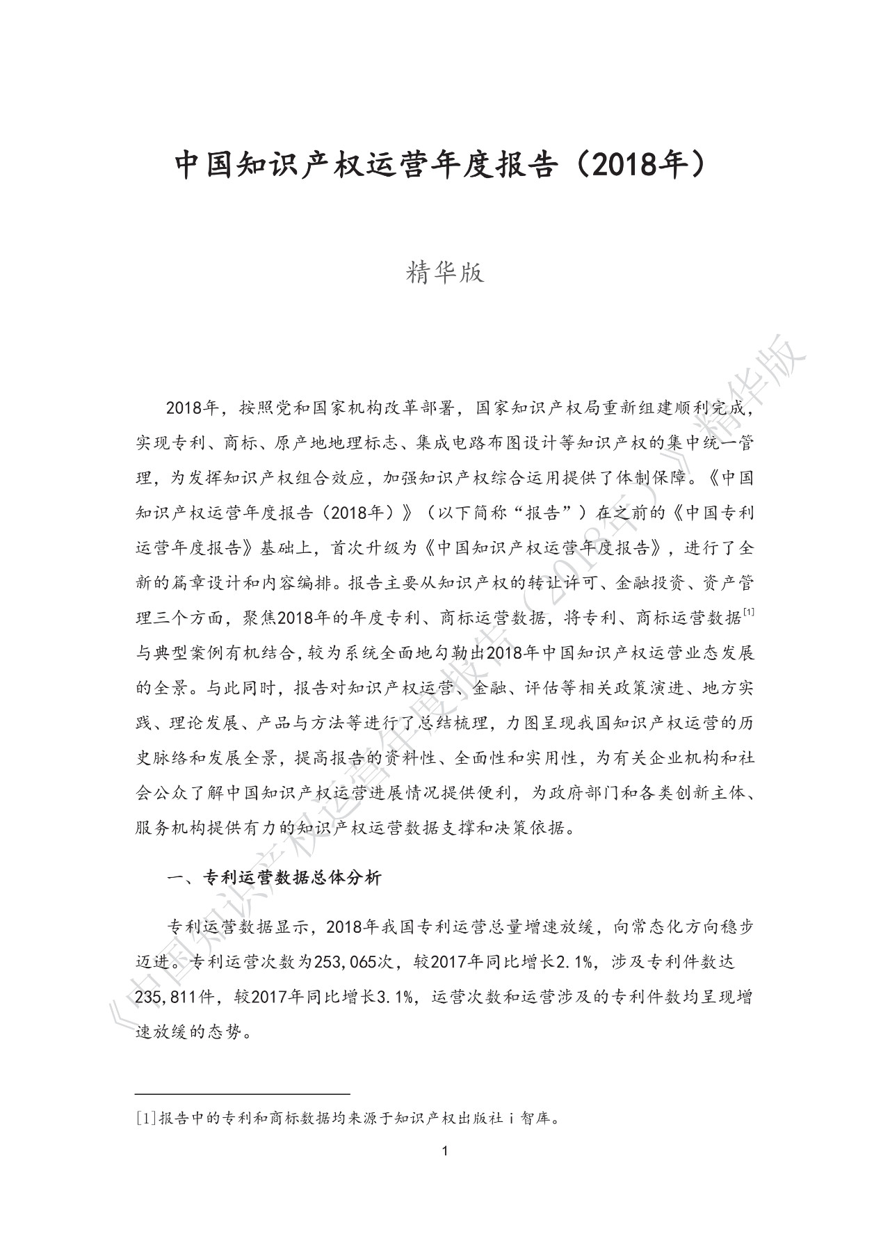 剛剛！《中國(guó)知識(shí)產(chǎn)權(quán)運(yùn)營(yíng)年度報(bào)告（2018）》精華版全文發(fā)布