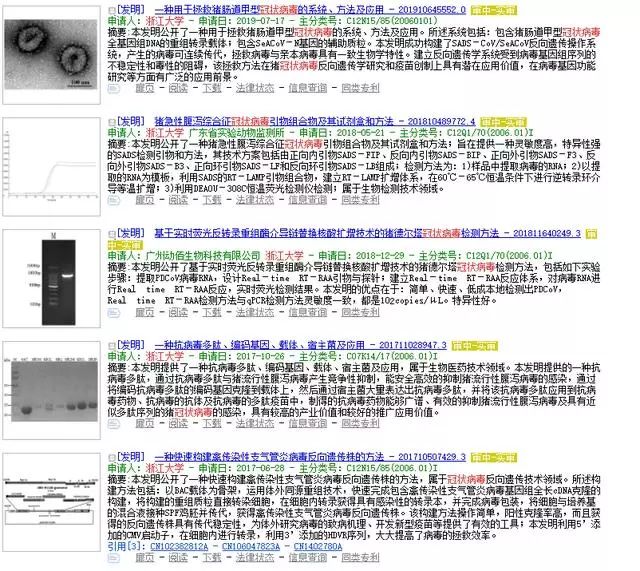 復(fù)旦大學(xué)、廈門大學(xué)、浙江大學(xué)、中山大學(xué)關(guān)于冠狀病毒專利情況