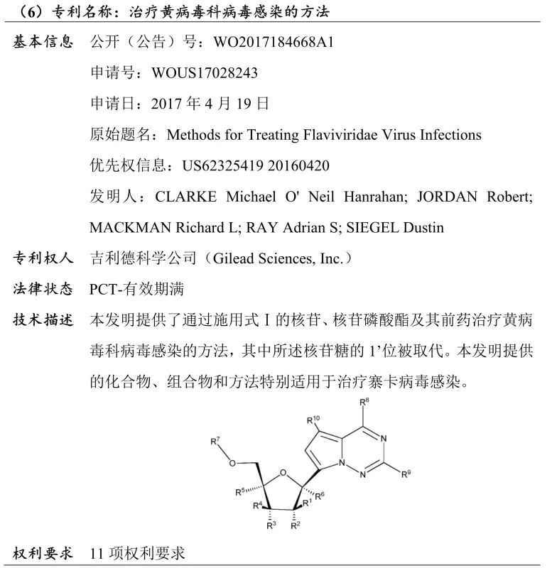 吉利德科學(xué)公司Remdesivir（瑞德西韋）相關(guān)專利介紹