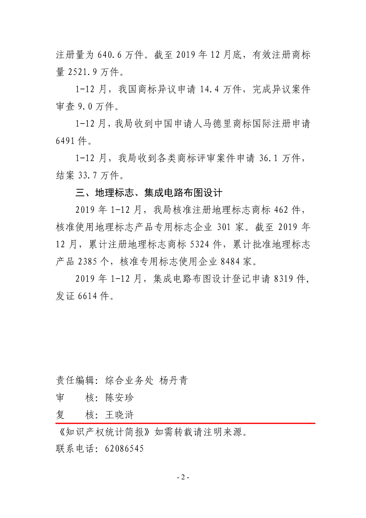 國知局公布2019年1-12月專利、商標、地理標志等統(tǒng)計數(shù)據(jù)