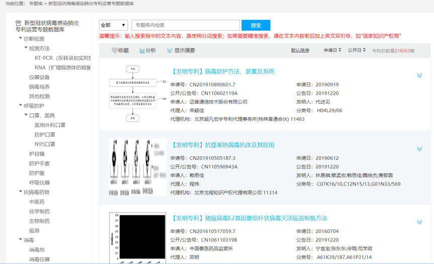 剛剛！抗擊新冠病毒感染肺炎專利運營專題數(shù)據(jù)庫正式上線