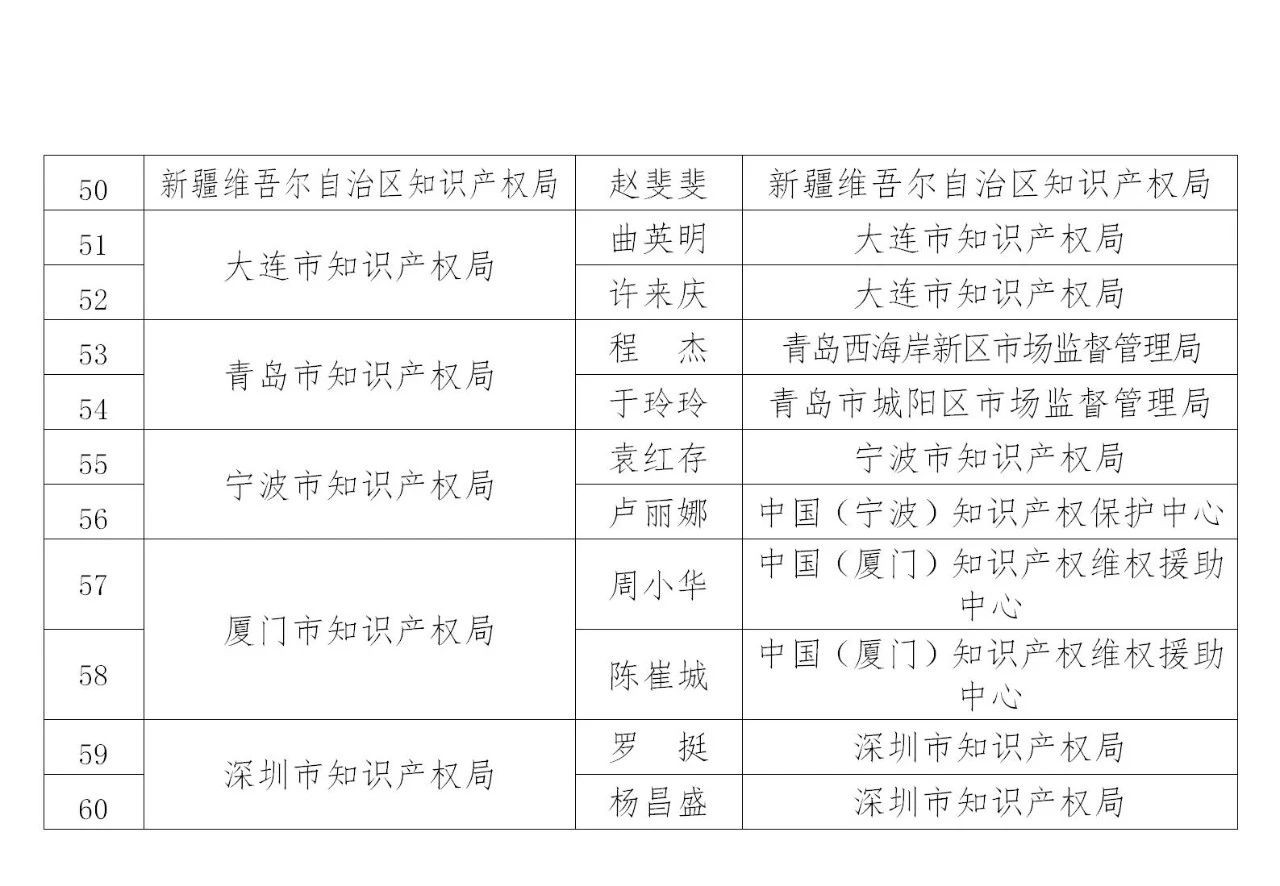 國知局：2019年度企業(yè)知識(shí)產(chǎn)權(quán)工作先進(jìn)集體和先進(jìn)個(gè)人評(píng)選結(jié)果公示