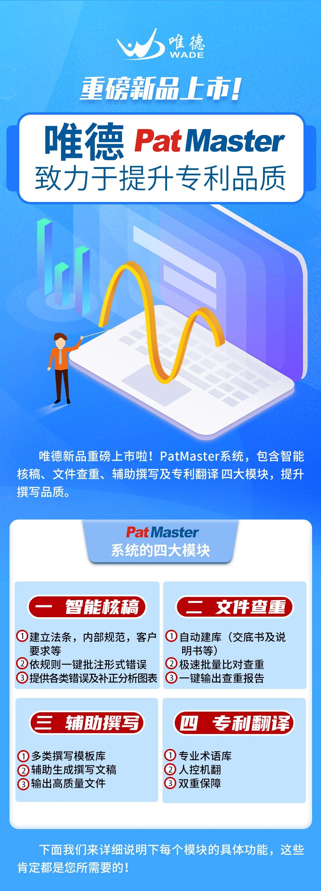 唯德新品上市！PatMaster致力于提升專利品質(zhì)