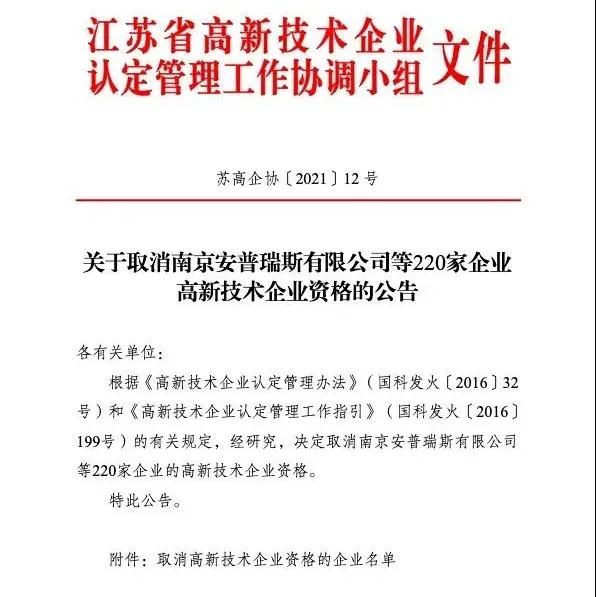 220家企業(yè)被取消高新技術(shù)企業(yè)資格，追繳其已享受的稅收優(yōu)惠！