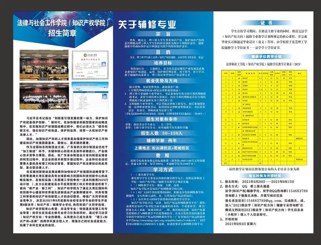 招生｜東莞理工學院第八屆法學（知識產(chǎn)權方向）輔修學士學位正式開啟招生