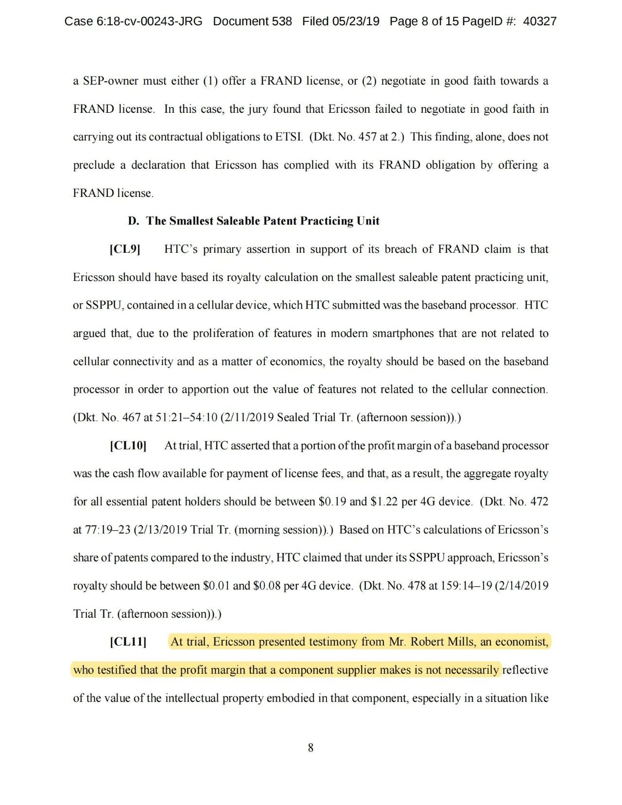 美國第五巡回上訴法院二審判決認(rèn)定愛立信符合FRAND承諾