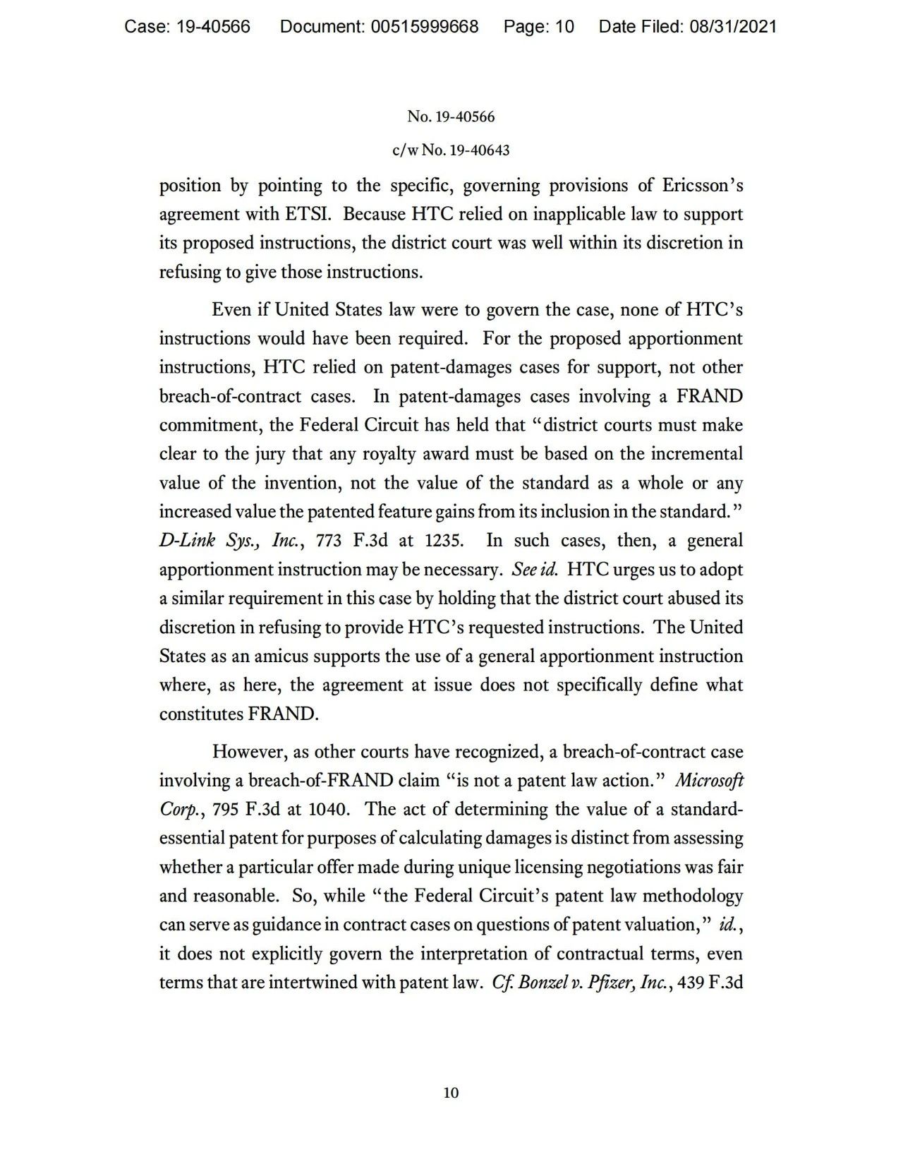 美國第五巡回上訴法院二審判決認(rèn)定愛立信符合FRAND承諾