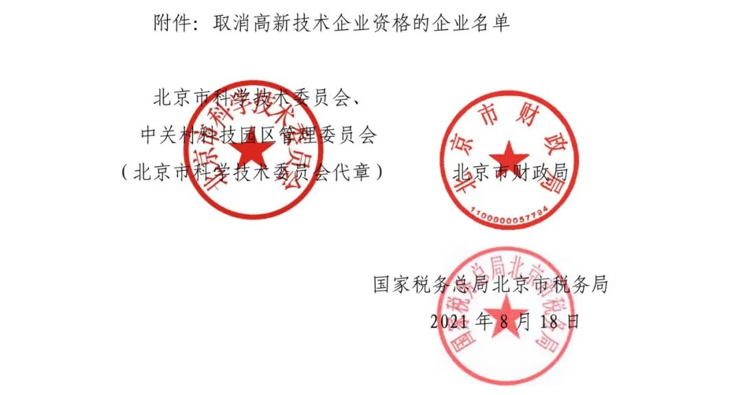 2021年北京已有97家企業(yè)被取消高新技術企業(yè)資格！