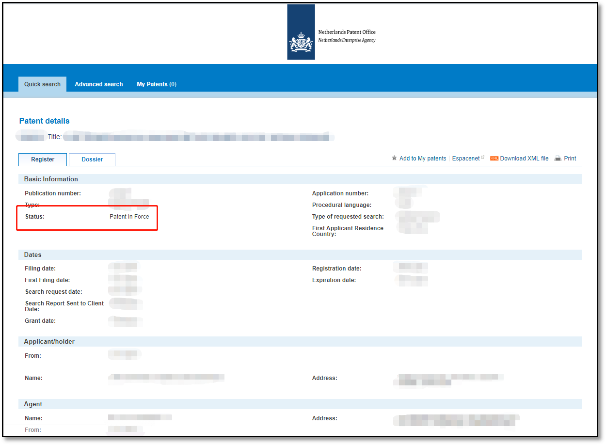 各國/地區(qū)專利年費(fèi)查詢（十四） | 荷蘭專利法律狀態(tài)和年費(fèi)查詢步驟