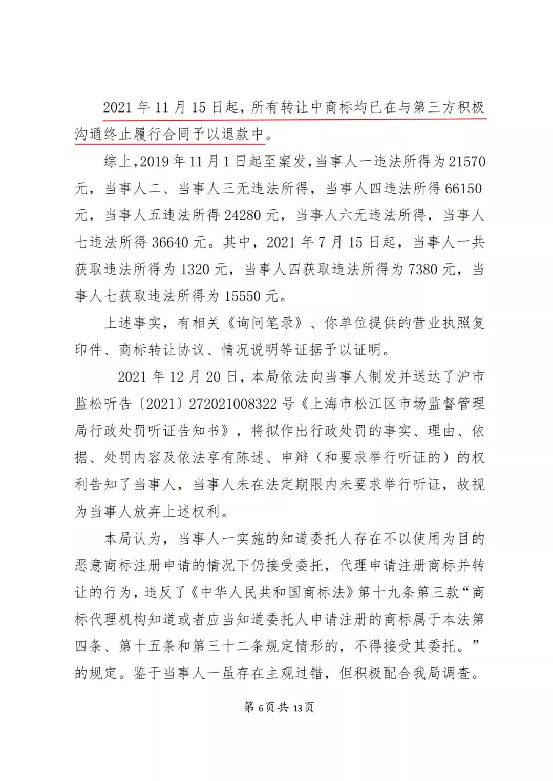 一知識產(chǎn)權(quán)代理公司與6家公司合謀注冊公司以便大量不以使用為目的申請注冊商標并交易被罰近19萬！