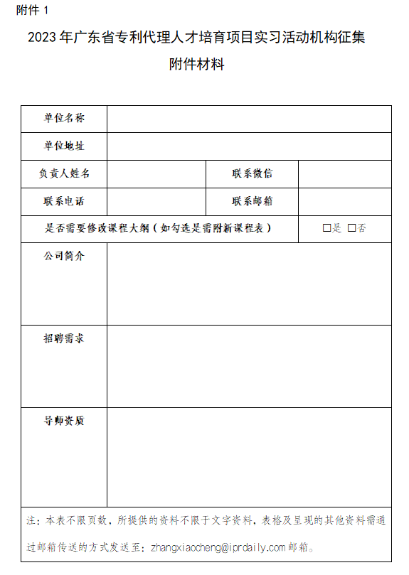 征集！2023年廣東省知識產(chǎn)權(quán)代理人才培育項目實習活動機構(gòu)