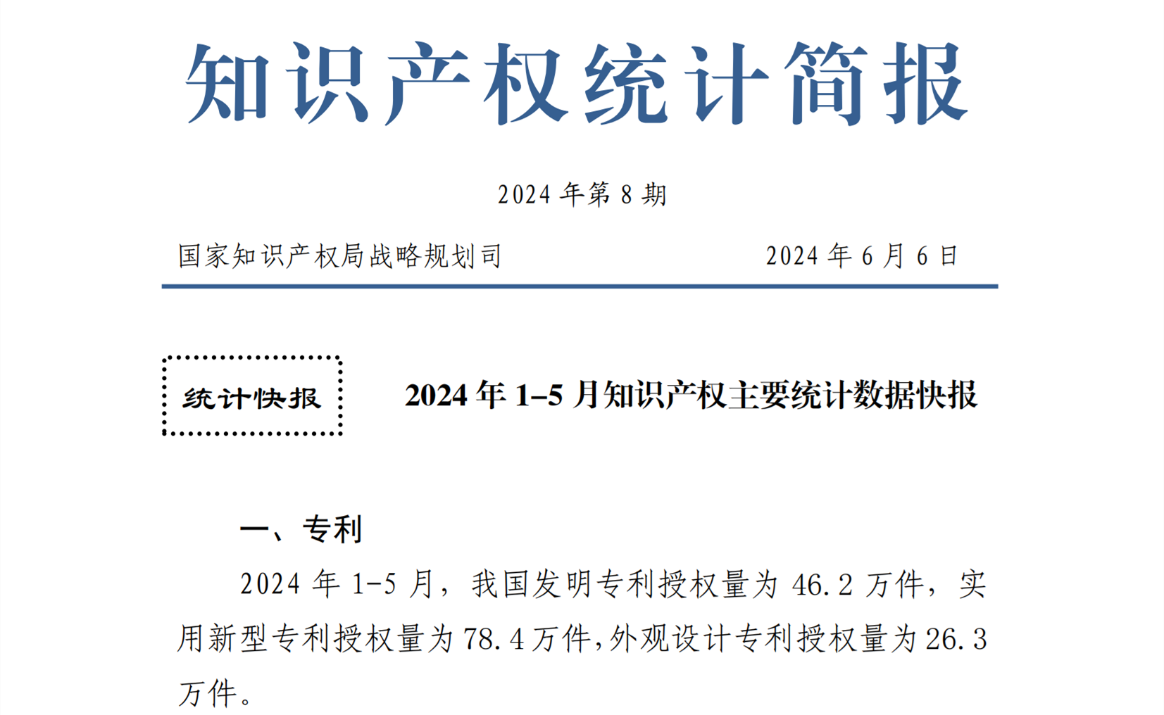 2024年1-5月專利、商標、地理標志等知識產(chǎn)權(quán)主要統(tǒng)計數(shù)據(jù) | 附數(shù)據(jù)詳情