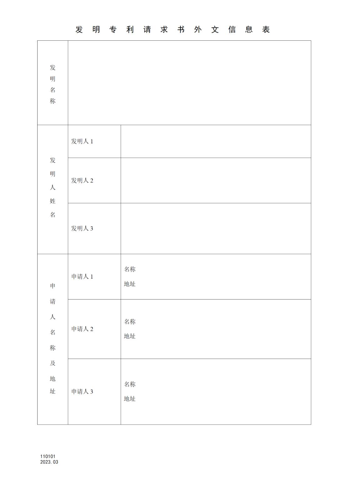 2025.1.10日起啟用！新修訂七張專利申請(qǐng)請(qǐng)求類表格