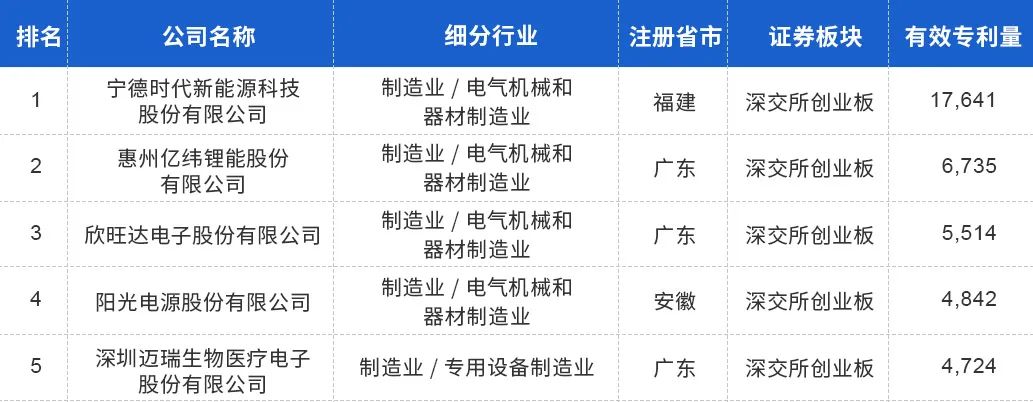 中國(guó)上市公司有效專利排行榜TOP100