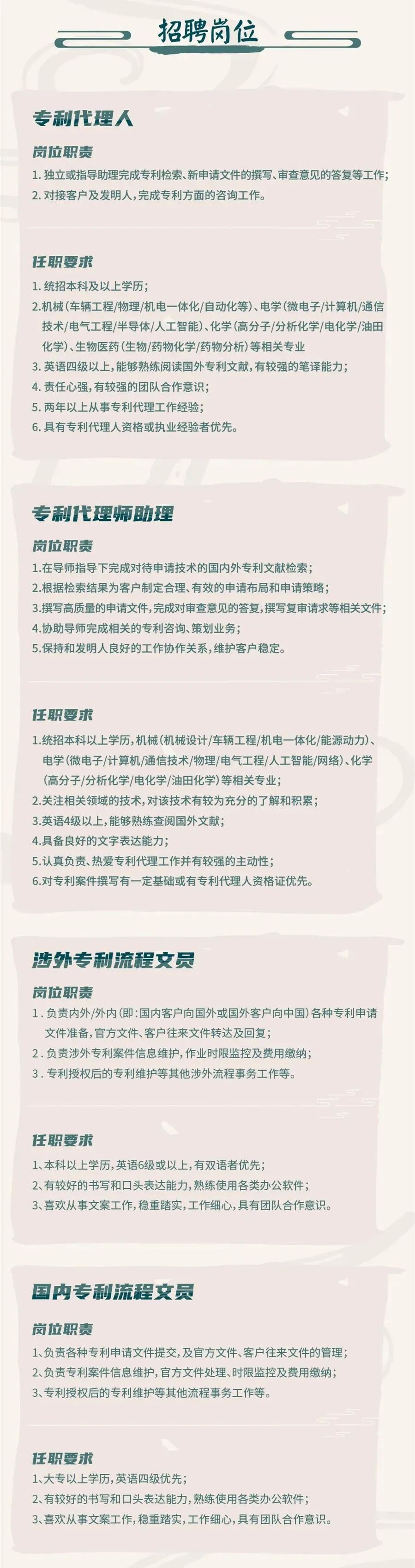 聘！三聚陽光山西太原分公司招聘「專利代理人＋專利代理師助理＋涉外專利流程文員......」